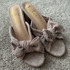 Lulus Dorothea Taro Shimmer Knotted High Heel Sandals